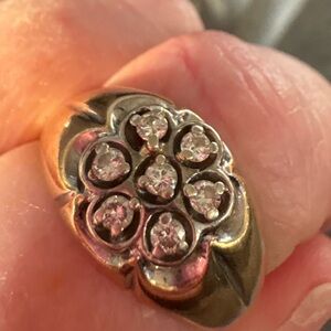 Gold and Silver Floral Diamond Ring